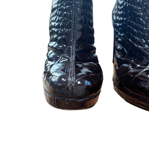 Tory Burch Virginia Patent Leather Croc Booties size 9 chocolate brown - Picture 8 of 12